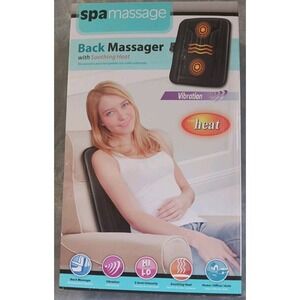 Spa Massage Back Massager Heat Vibration With 12V Auto Adapter 2 Level Intensity